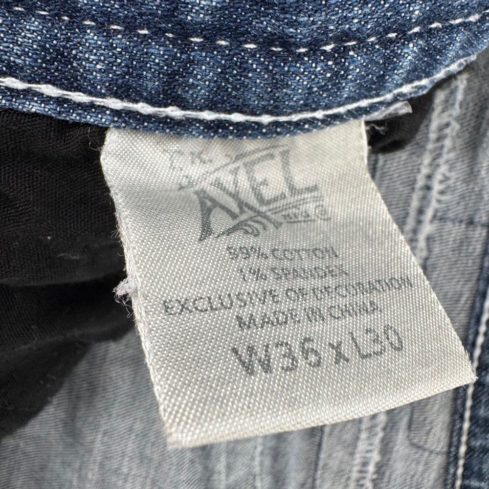 Axel Weston Men 36x30 Vintage Boot Leg Jean Blue Medium Wash Flap Pocket Stretch - Picture 7 of 8